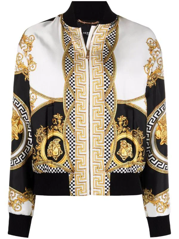 ( Nouvelle Collection ) Versace Veste Bomber à Imprimé Baroque 5W170 WHITE + GOLD + BLACK 1 ( Nouvelle Collection ) Versace Veste Bomber à Imprimé Baroque 5W170 WHITE + GOLD + BLACK