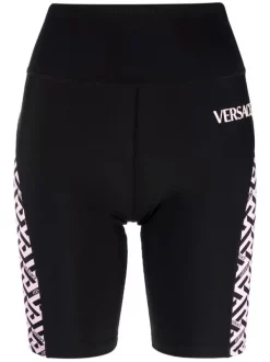 ( Nouvelle Collection ) Versace 5B530 NERO + CANDY Short De Cyclisme à Imprimé Greca Signature Femme