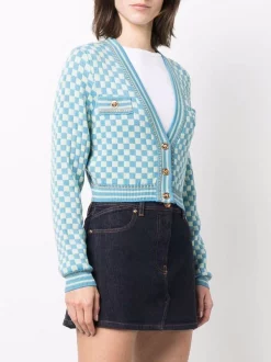 ( Nouvelle Collection ) Versace Cardigan Crop à Carreaux 2V450 -Pas Cher Versace Boutique 17830470 37571618 600