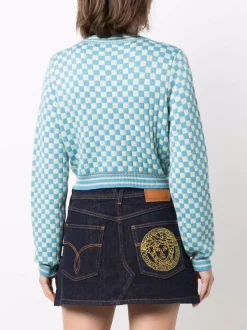 ( Nouvelle Collection ) Versace Cardigan Crop à Carreaux 2V450 -Pas Cher Versace Boutique 17830470 37572557 600