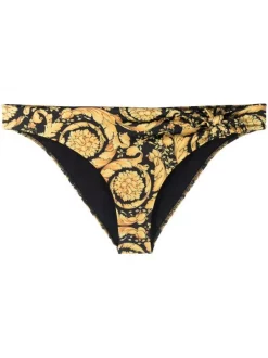 ( Nouvelle Collection ) Versace 5B000 BLACK GOLD Bas De Bikini à Logo Brodé Femme
