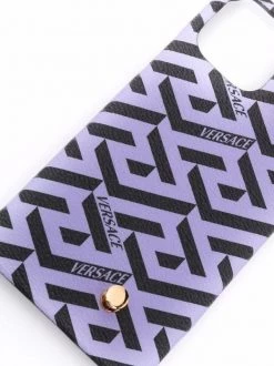 ( Nouvelle Collection ) Versace Coque D'iPhone 12 La Greca à Logo Imprimé 5L16V ORCHID+BLACK -Pas Cher Versace Boutique 17839930 37545826 600