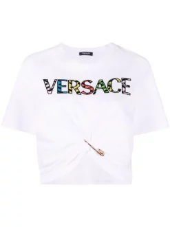 ( Nouvelle Collection ) Versace T-shirt Brodé à Détail D'épingle 2W070
