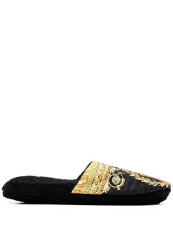 ( Nouvelle Collection ) Versace Chaussons à Imprimé Baroque Z4800 BLACK