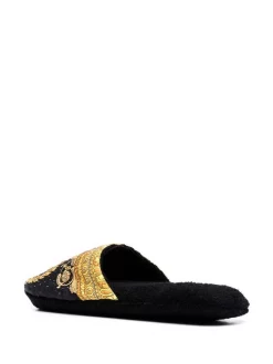 ( Nouvelle Collection ) Versace Chaussons à Imprimé Baroque Z4800 BLACK -Pas Cher Versace Boutique 17841656 37673496 600