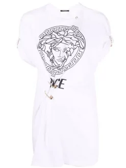 ( Nouvelle Collection ) Versace T-shirt Medusa Head à Fronces 2W020 WHITE + BLACK