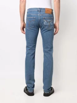 ( Nouvelle Collection ) Versace 1D030 BLUE Jean Droit à Motif Greca Homme -Pas Cher Versace Boutique 17843187 38094199 600