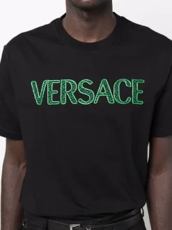 ( Nouvelle Collection ) Versace T-shirt à Logo Imprimé 1B000 BLACK -Pas Cher Versace Boutique 17851736 37789745 600