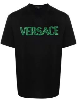 ( Nouvelle Collection ) Versace T-shirt à Logo Imprimé 1B000 BLACK