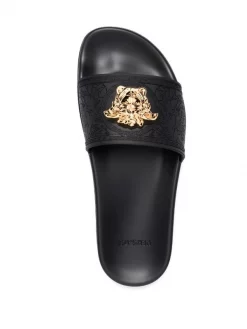 ( Nouvelle Collection ) Versace KVO41 NERO ORO VERSACE Claquettes à Plaque Medusa Head Femme -Pas Cher Versace Boutique 17854766 37758809 600