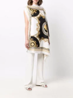 ( Nouvelle Collection ) Versace Caftan Imprimé Greca Sans Manches 5W170 WHITE + GOLD + BLACK -Pas Cher Versace Boutique 17855358 37714010 600