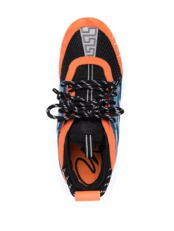 ( Nouvelle Collection ) Versace 2O210 NEON ORANGE NERO Baskets Chain Reaction Homme -Pas Cher Versace Boutique 17855648 37759806 600