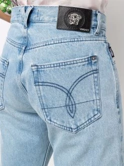 Versace Jean Droit à Effet Usé 1D360 FADED LIGHT BLUE -Pas Cher Versace Boutique 17861741 37619118 600