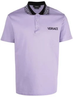( Nouvelle Collection ) Versace Polo à Logo Intarsia 1L720 LILAC