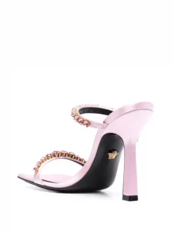 ( Nouvelle Collection ) Versace Mules En Satin à Ornements Strassés 1P59V LIGHT PINK+ORO -Pas Cher Versace Boutique 17863233 37739111 600
