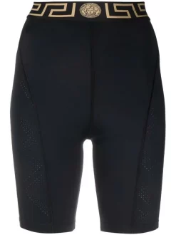 ( Nouvelle Collection ) Versace Short De Cyclisme à Bande Greca 1B000 BLACK