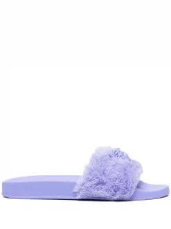 ( Nouvelle Collection ) Versace 1L840 Claquettes La Medusa En Fourrure Artificielle Femme