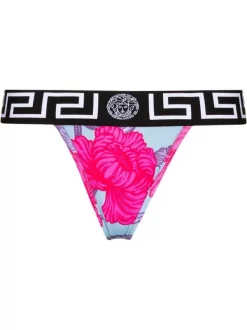 ( Nouvelle Collection ) Versace String à Taille Greca 5V250 CORNFLOWER STAMPA