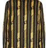 ( Nouvelle Collection ) Versace 5B000 BLACK GOLD Chemise En Soie à Imprimé Greca Homme
