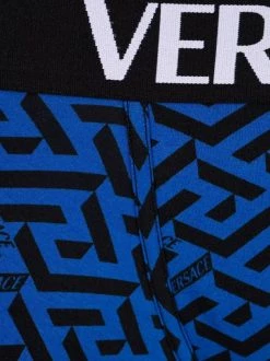 ( Nouvelle Collection ) Versace Boxer à Imprimé La Greca 5U290 SAPPHIRE + BLACK -Pas Cher Versace Boutique 17887846 37741299 600