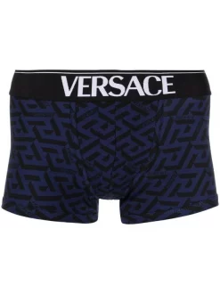 ( Nouvelle Collection ) Versace Boxer à Imprimé La Greca 5U280 NAVY + BLACK
