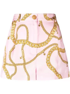 ( Nouvelle Collection ) Versace Short Imprimé à Taille Haute Femme