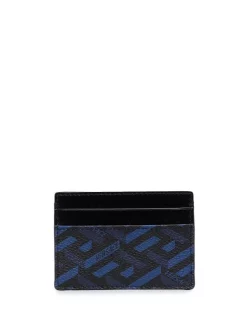 Versace Porte-cartes à Imprimé Greca 5U180 BLU NAVY+NERO