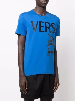 ( Nouvelle Collection ) Versace T-shirt à Logo Imprimé 1U820 SAPPHIRE -Pas Cher Versace Boutique 17910623 38025618 600