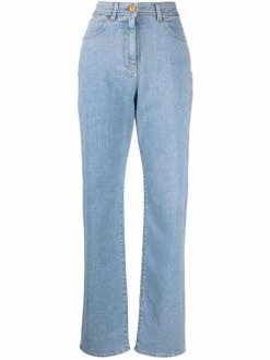( Nouvelle Collection ) Versace Jean Droit à Taille Haute Femme
