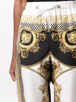 ( Nouvelle Collection ) Versace Pantalon En Soie à Imprimé Coupe Des Dieux 5W170 WHITE + GOLD + BLACK -Pas Cher Versace Boutique 17958287 37952254 600