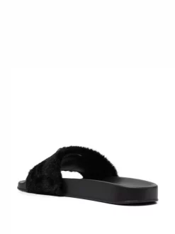 ( Nouvelle Collection ) Versace Claquettes La Medusa En Fourrure Artificielle 1B090 BLACK -Pas Cher Versace Boutique 17958291 37944708 600