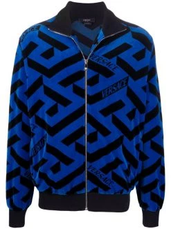 ( Nouvelle Collection ) Versace Veste De Sport à Imprimé Géométrique 2UA00 SAPPHIRE/BLACK