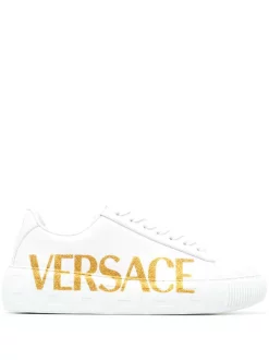 ( Nouvelle Collection ) Versace Baskets En Cuir à Logo Imprimé 1W00V