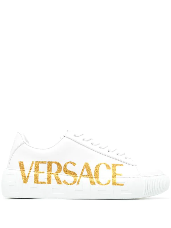 ( Nouvelle Collection ) Versace Baskets En Cuir à Logo Imprimé 1W00V 1 ( Nouvelle Collection ) Versace Baskets En Cuir à Logo Imprimé 1W00V