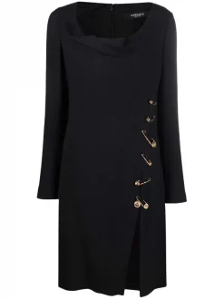 ( Nouvelle Collection ) Versace Robe Courte à Col Bénitier 1B000 BLACK