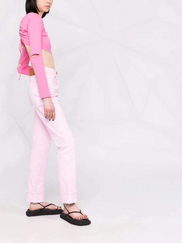 ( Nouvelle Collection ) Versace 1D310 PINK Pantalon Droit à Taille Haute Femme 6 ( Nouvelle Collection ) Versace 1D310 PINK Pantalon Droit à Taille Haute Femme – Image 6