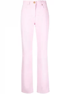 ( Nouvelle Collection ) Versace 1D310 PINK Pantalon Droit à Taille Haute Femme