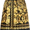 Versace Jupe Plissée à Imprimé Baroque 5B000 BLACK+GOLD