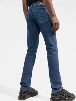 Versace Jean Slim à Détails Medusa De Broderies 1D030 MEDIUMBLUE -Pas Cher Versace Boutique 17969341 39495241 600