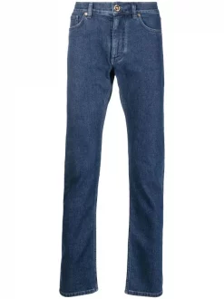 Versace Jean Slim à Détails Medusa De Broderies 1D030 MEDIUMBLUE