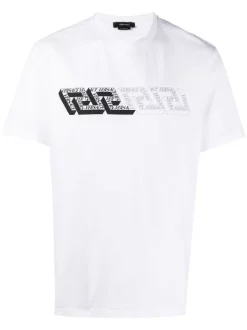 Versace 1W000 OPTICAL WHITE T-shirt à Imprimé Greca Homme