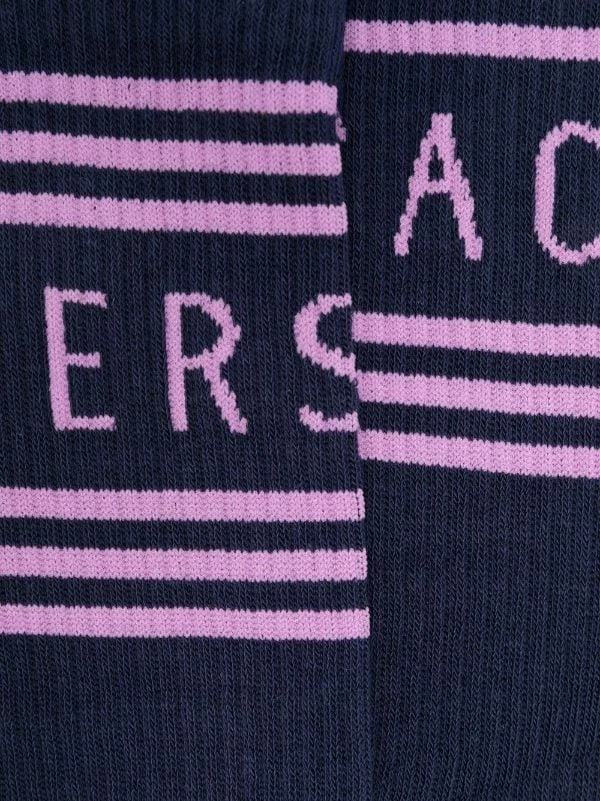 Versace Chaussettes Rayées à Logo Intarsia 2UD80 Bluenavy 2 Versace Chaussettes Rayées à Logo Intarsia 2UD80 Bluenavy – Image 2