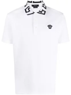 Versace Polo à Col Greca 2W020 WHITE + BLACK