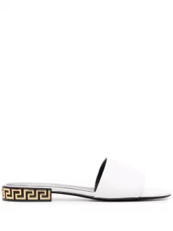 ( Nouvelle Collection ) Versace Sandales Greca En Cuir 1W00V BIANCO OTTICO-ORO VERSACE