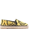 ( Nouvelle Collection ) Versace D4191 NERO+ORO Espadrilles à Imprimé Barocco Femme