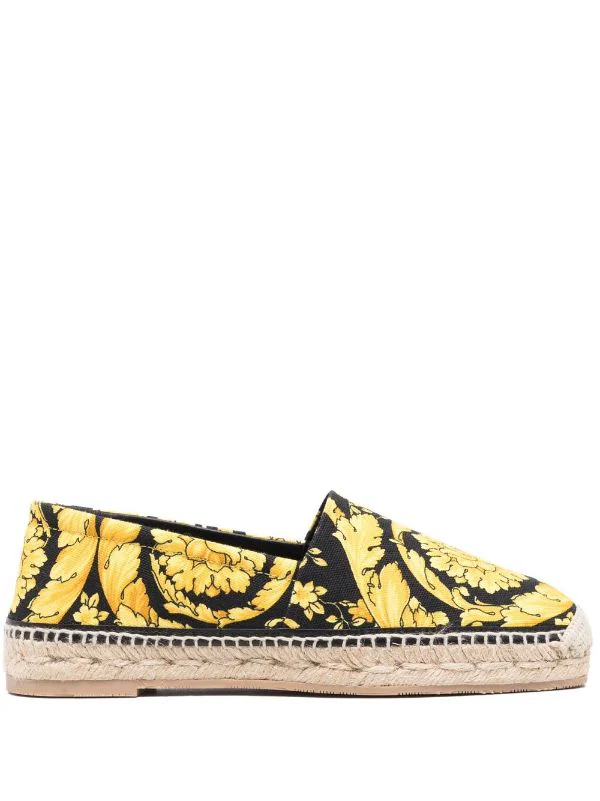 ( Nouvelle Collection ) Versace D4191 NERO+ORO Espadrilles à Imprimé Barocco Femme 1 ( Nouvelle Collection ) Versace D4191 NERO+ORO Espadrilles à Imprimé Barocco Femme