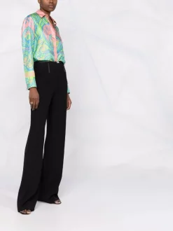 ( Nouvelle Collection ) Versace 5G130 NEON GREEN + SKY Chemise En Soie à Imprimé Medusa Music Femme -Pas Cher Versace Boutique 17981419 38008788 600