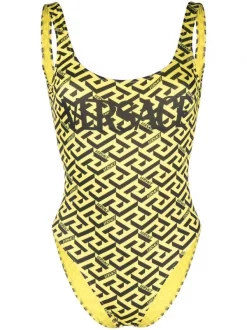 ( Nouvelle Collection ) Versace Maillot De Bain à Logo Imprimé 5Y090 PINEAPPLE+BLACK