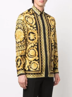 Versace 5B000 BLACK GOLD Chemise En Soie à Imprimé Baroque Homme -Pas Cher Versace Boutique 17983899 38289217 600
