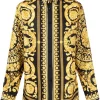 Versace 5B000 BLACK GOLD Chemise En Soie à Imprimé Baroque Homme